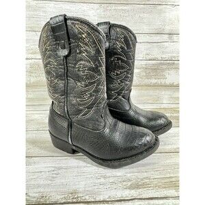 Smart Fit Cowboy Boots Kids Black Western Boots Size 7.5